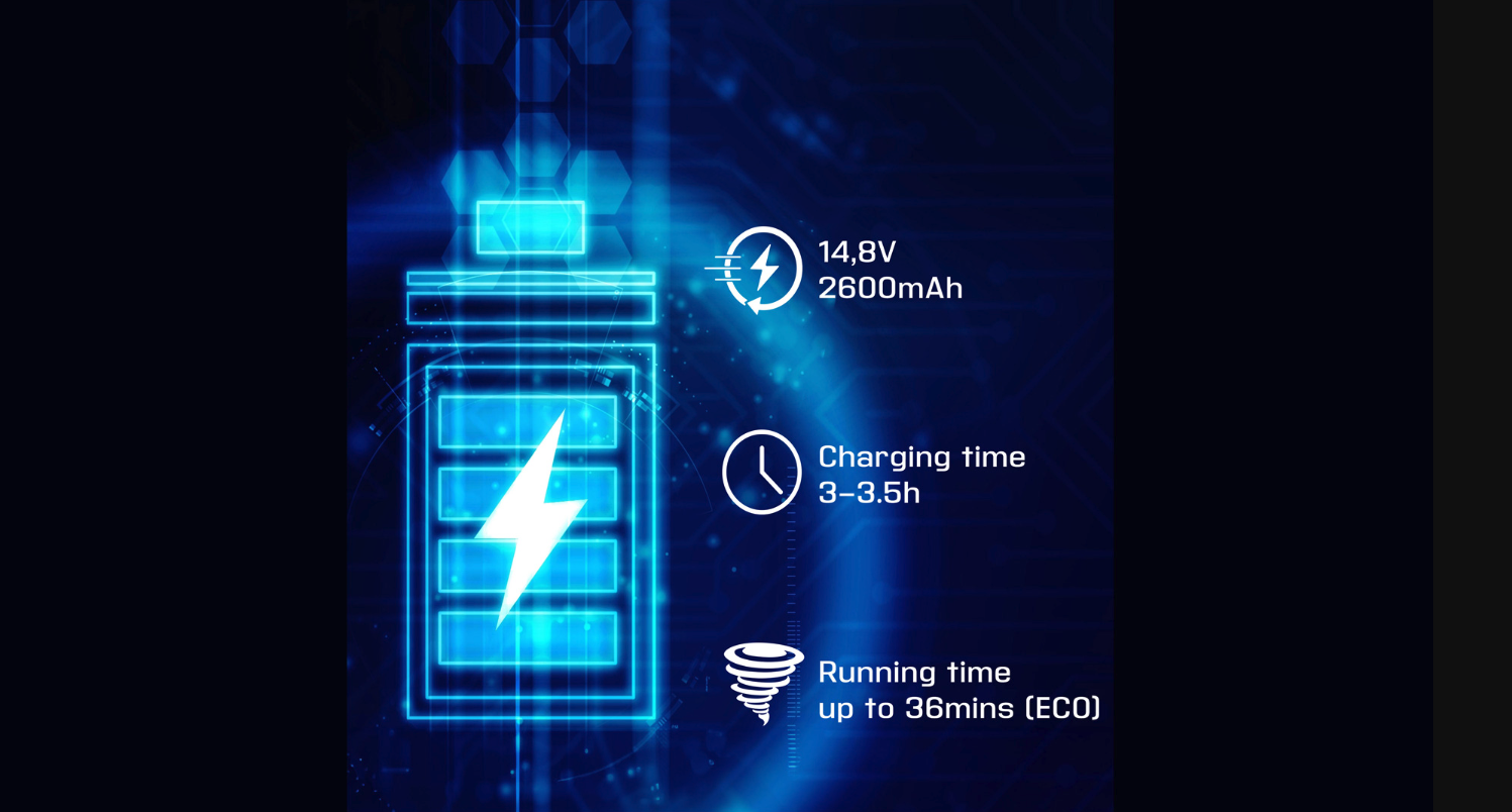 Extended Autonomy: Operating time up to 36 minutes